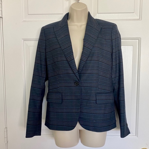 Anne Klein Navy Buttoned Blazer Jacket - Picture 3 of 4